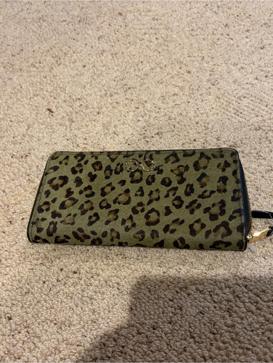 C. Wonder Handbags - C. Wonder Calf Hair  Olive and Black Leopard Zip-Around Wallet